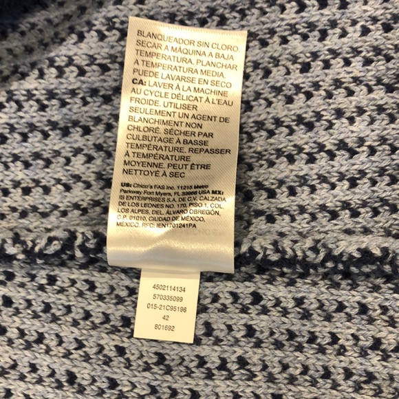 Chicos Denim Tweed Coatigan Jacket Size 2/L Sweater Blazer Blue Lagenlook Artsy - Picture 8 of 12